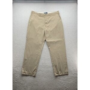 Polo Ralph Lauren Pants Mens 38x30 Beige Chino Khaki Preppy Casual Flat Front